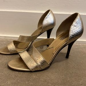 Gold strappy stilettos